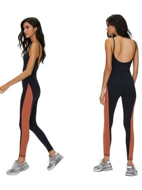 Aritzia Wilfred Free Divinity Jumpsuit Size XXS Black Rust Athletic Bodycon